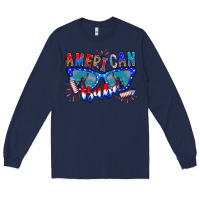 Navy American babe Long Sleeve Tee - CowhideDigitalArt