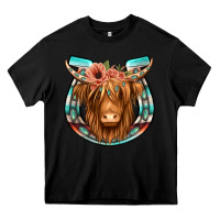 Black highland cow serape floral headband horseshoe Heavy Core Tee - Jasminsmagicworld