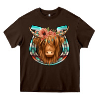 Chocolate Brown highland cow serape floral headband horseshoe Heavy Core Tee - Jasminsmagicworld