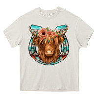 Cream highland cow serape floral headband horseshoe Heavy Core Tee - Jasminsmagicworld