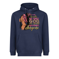 Navy She who kneels before god can stand before anyone Heavyweight Hoodie - RanaPortraitStore