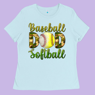 Baseball Dad Softball Ladies Tee Designed By Bundleandbundleshop