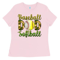 Bubblegum Pink Baseball Dad Softball Ladies Tee - BundleAndBundleShop