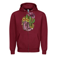 Burgundy Pink Cowboy Boots Zipper Hoodie - JahusDesignShop