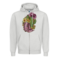Dove Grey Pink Cowboy Boots Zipper Hoodie - JahusDesignShop