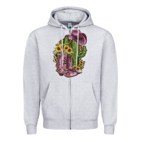 Heather Grey Pink Cowboy Boots Zipper Hoodie - JahusDesignShop