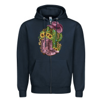 Navy Pink Cowboy Boots Zipper Hoodie - JahusDesignShop