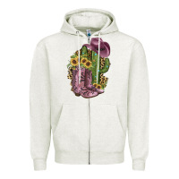 Oatmeal Heather Pink Cowboy Boots Zipper Hoodie - JahusDesignShop