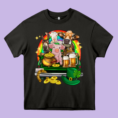 St. Patrick's Day Farm Animals On Truck Heavy Core Tee Designed By Howdyjamesfarm