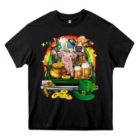Black St. Patrick's Day farm animals on truck Heavy Core Tee - HowdyJamesFarm
