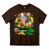 Chocolate Brown St. Patrick's Day farm animals on truck Heavy Core Tee - HowdyJamesFarm