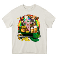 Cream St. Patrick's Day farm animals on truck Heavy Core Tee - HowdyJamesFarm
