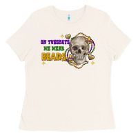 Bone on tuesdays we wear beads skull Ladies Tee - FaDigitalArtStudio