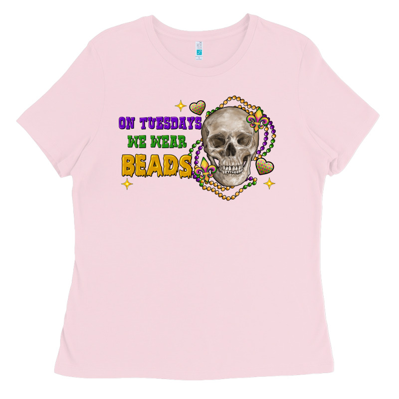 On Tuesdays We Wear Beads Skull Ladies Tee by FaDigitalArtStudio | Teevron