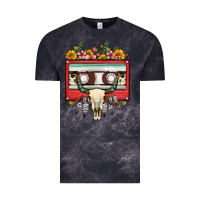 Cloud Black bull skull sunflower floral cassette Vintage Tee - FaDigitalArtStudio