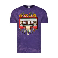 Cloud Purple bull skull sunflower floral cassette Vintage Tee - FaDigitalArtStudio