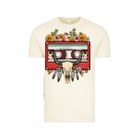 Vintage Arctic bull skull sunflower floral cassette Vintage Tee - FaDigitalArtStudio