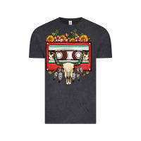 Vintage Black bull skull sunflower floral cassette Vintage Tee - FaDigitalArtStudio