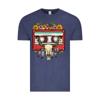 Vintage Denim bull skull sunflower floral cassette Vintage Tee - FaDigitalArtStudio