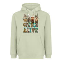 Coffee Makes Me Feel Alive Skeleton Coffee Cups Heavyweight Hoodie | Teevron