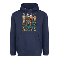 Navy coffee makes me feel alive skeleton coffee cups Heavyweight Hoodie - Jasminsmagicworld