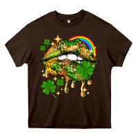 Chocolate Brown St. Patrick's Day lips Heavy Core Tee - HowdyJamesFarm