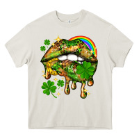 Cream St. Patrick's Day lips Heavy Core Tee - HowdyJamesFarm