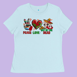 Peace Love Day Of The Dead Ladies Tee Designed By Bundleandbundleshop