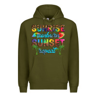 Army Green sunrise sunburn sunset repeat Premium Hoodie - Artiststas