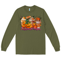 Army Green Thanks A Latte Autumn Vibes Long Sleeve Tee - CowhideDigitalArt
