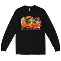 Black Thanks A Latte Autumn Vibes Long Sleeve Tee - CowhideDigitalArt
