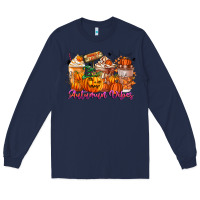 Navy Thanks A Latte Autumn Vibes Long Sleeve Tee - CowhideDigitalArt
