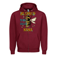 Burgundy Blessed To Bee Nana Zipper Hoodie - JahusDesignShop