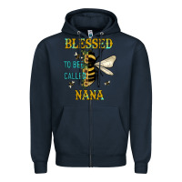 Navy Blessed To Bee Nana Zipper Hoodie - JahusDesignShop