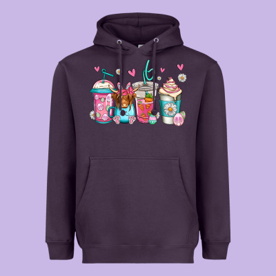 Easter Longhaired Cow Coffee Cups Heavyweight Hoodie Designed By Jasminsmagicworld