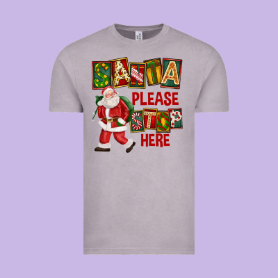 Santa Please Stop Here Vintage Tee Designed By Fadigitalartstudio