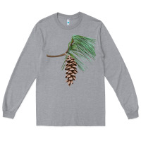 Heather Grey white pine cone Long Sleeve Tee - LillyAllenDesigns