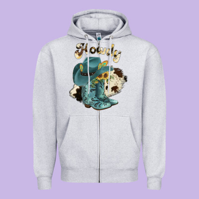 Howdy Zipper Hoodie Designed By Jahusdesignshop