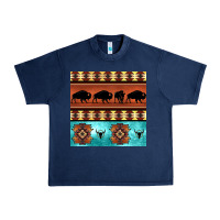 Navy native american aztec seamless pattern 2 Urban Heavy Tee - BundleAndBundleShop