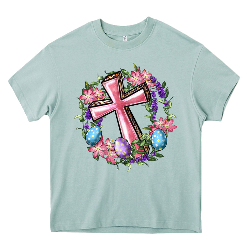 Cross With Floral Wreath And Easter Eggs Heavy Core Tee by RanaPortraitStore | Teevron
