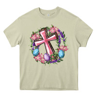 Mossy Cross With Floral Wreath And Easter Eggs Heavy Core Tee - RanaPortraitStore