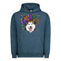 Pigment Midnight Navy mardi gras hat husky Urban Hoodie - RanaPortraitStore