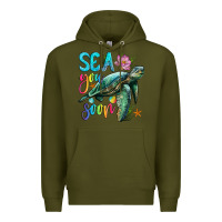 Army Green sea you soon with sea turtle Premium Hoodie - Artiststas
