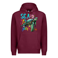 Burgundy sea you soon with sea turtle Premium Hoodie - Artiststas