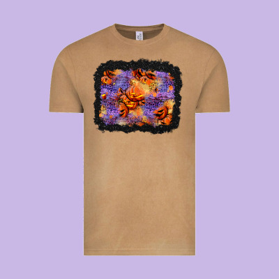 Halloween Pumpkin And Leopard Background Vintage Tee Designed By Bundleandbundleshop