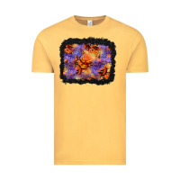 Vintage Mustard halloween pumpkin and leopard background Vintage Tee - BundleAndBundleShop