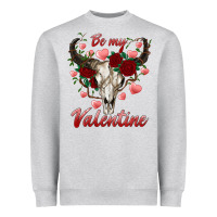Heather Grey be my valentine bull skull Heavyweight Sweatshirt - RanaPortraitStore
