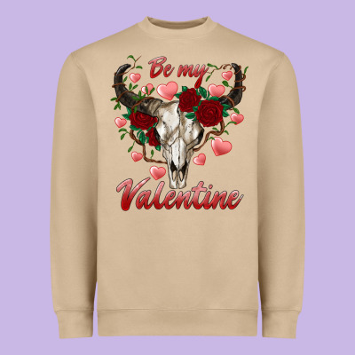 Be My Valentine Bull Skull Heavyweight Sweatshirt Designed By Ranaportraitstore