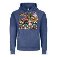 Vintage Denim Merry Christmas  tractor Vintage Hoodie - CowhideDigitalArt