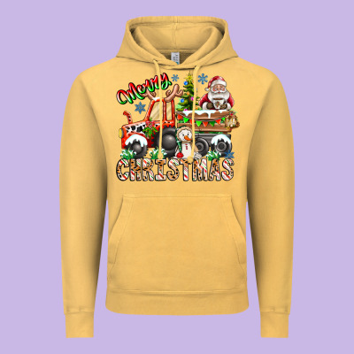 Merry Christmas  Tractor Vintage Hoodie Designed By Cowhidedigitalart